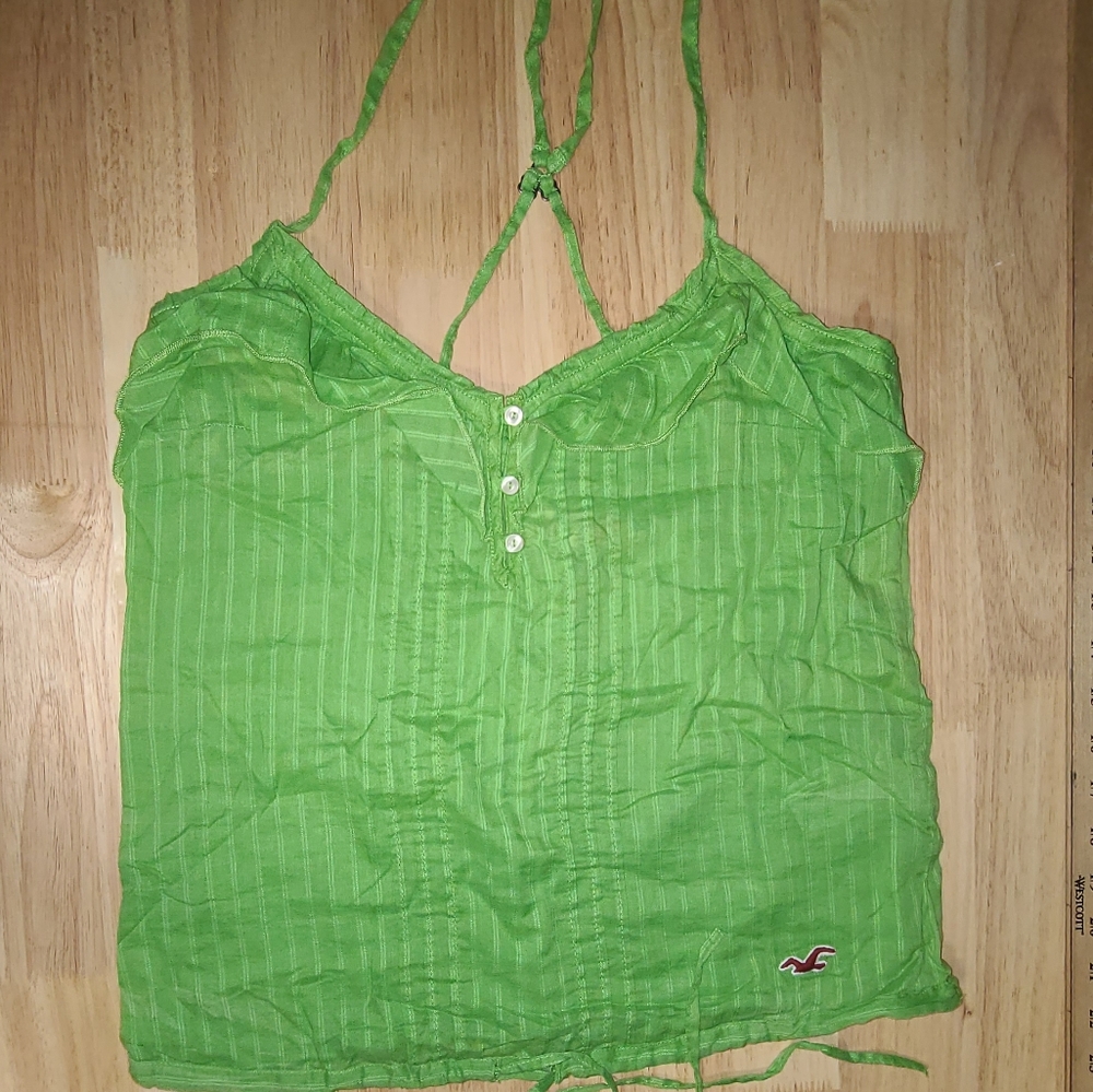 Hollister Green Button Tank Top